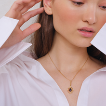 Load image into Gallery viewer, The Mapa 2-in-1 Black Opal, Ruby and Diamond Pendant (with Valero Mirror Necklace)